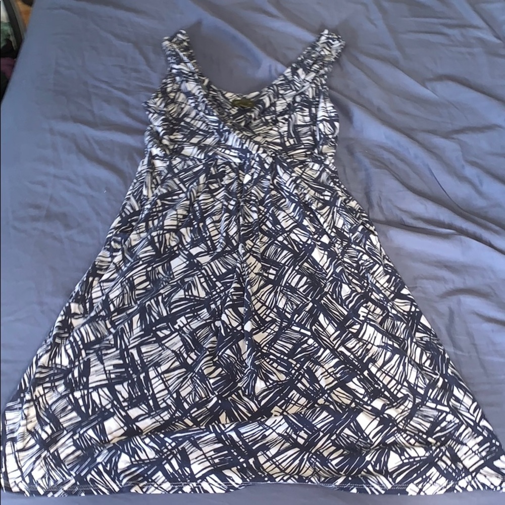Anthropologie Sz M blue and white dress w/pockets